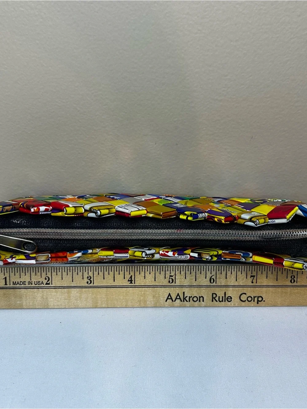 Handwoven Multicolor Recycled Wrappers-Clutch Bag,wallet,makeup case, pencil cas